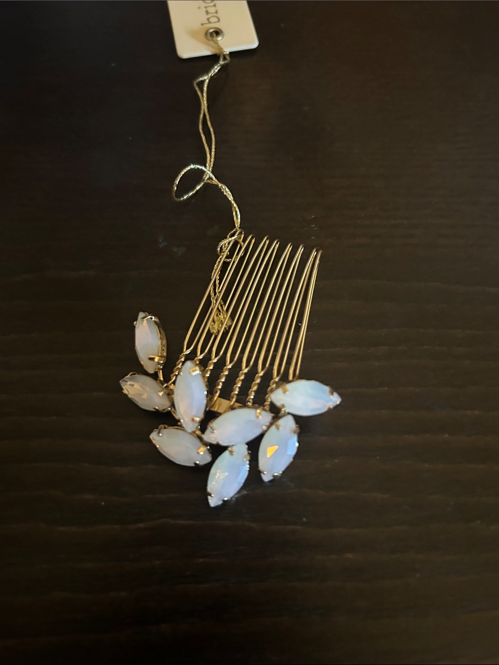Brides & Hairpins Gold Bridal Hair Comb with Opal White Stones